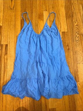 9 Seed Blue Spaghetti Strap Ruffle Hem Slip Dress Women’s One Size